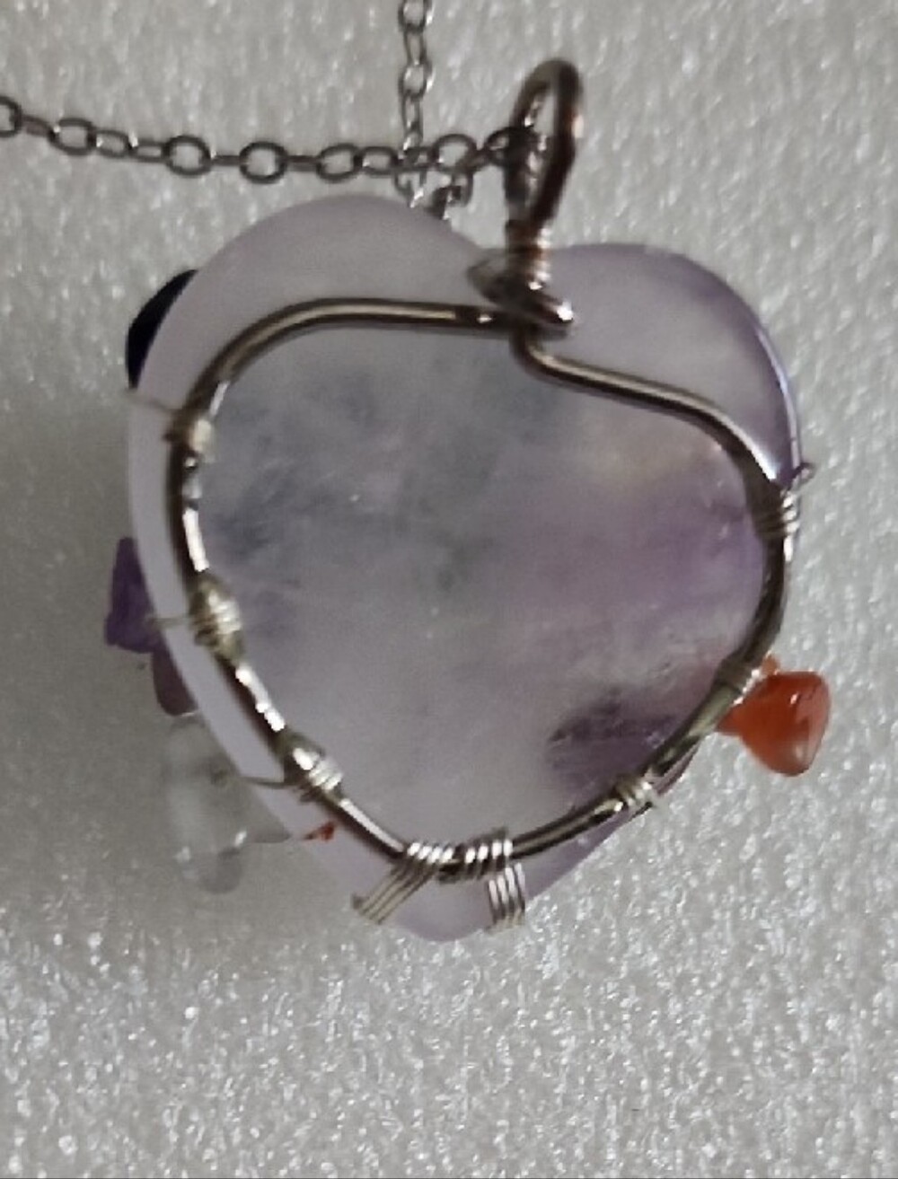 Hand Crafted Multi-Color Tree of Life Necklace with Silver Wire - Picture 3 of 8